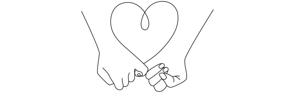 Illustration of two people holding hands, representing treatment at Pathway Physical Therapy in Boca Raton for sexual health concerns including pain with sex, erectile dysfunction, vaginismus, and dyspareunia